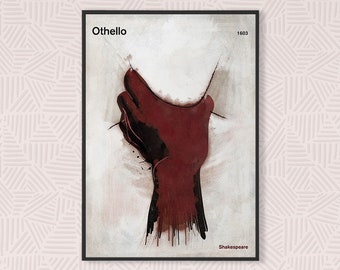 Othello, Shakespeare - Theater Poster Large, Literary Gift, Book Cover Art, Bookish Room Decor, Classroom Decor, Digital Download