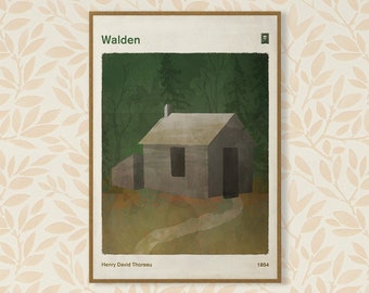 Thoreau ""Walden"" - Großes literarisches Buch Cover Minimalistisches Poster, literarisches Geschenk, klassische Literatur, modernes Wohndekor, digitaler Download."