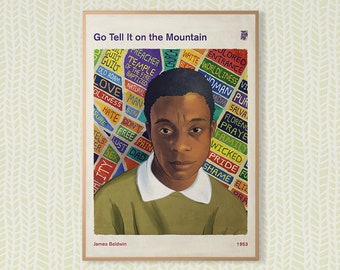 Literary Book Cover Art Print Large, Go Tell It on The Mountain James Baldwin, Classroom Decor, Teacher Bookish Gift, Instant Download