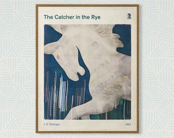 Salinger's The Catcher in the Rye - Medium literary book cover print, minimalist poster, bookish gift, modern home decor, digital download