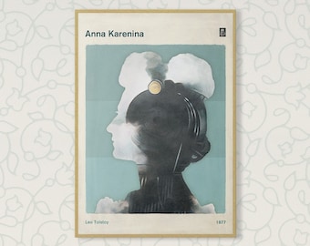 Leo Tolstoy, Anna Karenina - Classic Literature Book Cover Poster Large, Literary Gifts, Bookish Home Decor, Digital Download