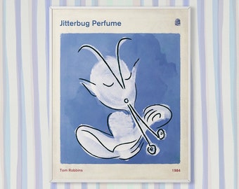 Jitterbug Perfume, Tom Robbins, Book Cover Poster Medium, Literary Gift, Literature Art Print, Bookworm Decor, Bibliophile, Instant Download