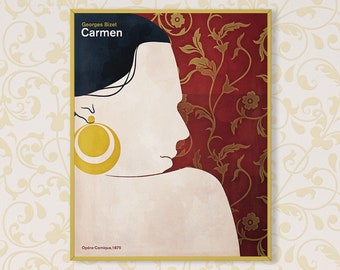Opera poster "Carmen" - Medium opera poster, gift opera, illustration poster, book cover print, modern home decor, digital download