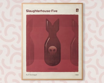 Kurt Vonnegut, Slaughterhouse-Five - Medium Book Cover Poster, Literary Gift, Minimalist Poster, Sci Fi Art, Instant Download