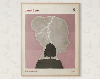 Jane Eyre, Charlotte Brontë Book Cover Poster, Literary Art Print, English Literature, Reading Nook, Classroom Decor, Book Lover Gift