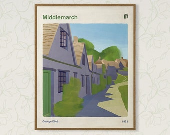 George Eliot's Middlemarch, Literatura Okładka Plakat Medium, Prezent Miłośnika Książek, Klasyczna Literatura, Książkowy Wystrój Domu, Pobieranie Cyfrowe