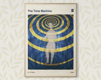 The Time Machine, H. G. Wells - Literature Book Cover Poster Large, Literary Gift, Sci Fi Art, Steampunk Decor, Instant Download