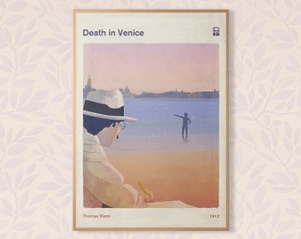 Death in Venice, Thomas Mann Book Cover Poster Large, Bookish Gift, Literary Art Print, Bookworm, Book Lover Room Decor, Instant Download