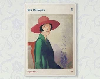 Virginia Woolf Mrs Dalloway, Literary Book Cover Print Large, Classic Literature Poster, Bookish Gift, Feminist Art, Instant Download