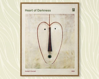 Heart of Darkness, Joseph Conrad - Book Cover Poster Medium, Literary Gift, Literature Art, Bookworm, Bibliophile, Instant Download