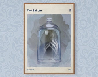 The Bell Jar, Sylvia Plath - Literary Book Cover Poster Large, Literature Art, Literary Gift, Bookworm, Bibliophile, Instant Download