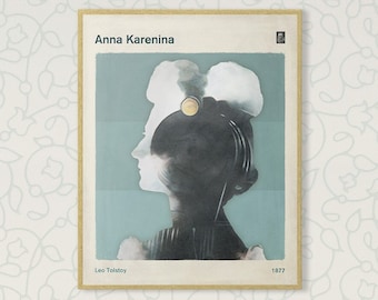 Leo Tolstoy, Anna Karenina - Classic Literature Poster Medium, Book Cover Art, Literary Gifts, Bookish Home Decor, Digital Download