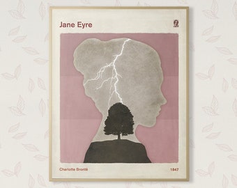 Charlotte Brontë Jane Eyre, English Literature Poster Medium, Book Cover Art, Literary Gift, Bookish Home Decor, Instant Download