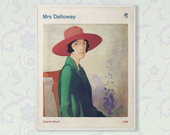 Virginia Woolf Mrs Dalloway, Literary Book Cover Print Medium, Classic Literature Poster, Bookish Gift, Feminist Art, Instant Download