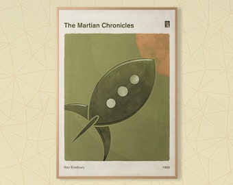 The Martian Chronicles, Ray Bradbury Sci Fi Book Cover Poster Large, Bookish Gift, Minimalist Literary Wall Art, Instant Download