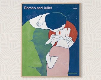 Romeo and Juliet, Shakespeare Theatre Poster, Literary Art Print, English Literature, Reading Nook, Classroom Decor, Book Lover Gift