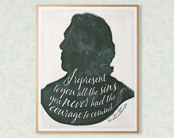 Oscar Wilde Dorian Gray Sins, Literary Quote Poster Medium, Bookish Gifts, Literary Art, Bookworm Bibliophile Librarian, digital download