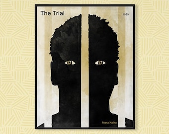 Franz Kafka The Trial, Medium literary minimalist book cover poster, literary gifts, book lover gift, Bookish home decor, digital download