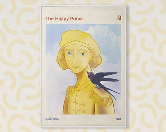 The Happy Prince, Oscar Wilde Book Cover Poster Large, Literary Art, Kids Room, Book Lover Gift, Classroom Decor, Instant Download