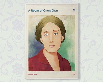 Virginia Woolf A Room of One's Own, Literary Book Cover Print Large, English Literature Poster, Bookish Gift, Feminist Art, Instant Download