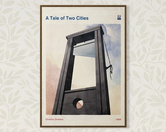 A Tale of Two Cities, Charles Dickens, Book Cover Poster Large, Literary Gift, Classic Literature Print, Modern Home Decor, Instant Download