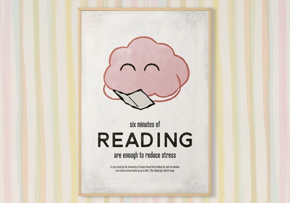 Six Minutes of Reading Quote Poster Large, Classroom Decor, Children Room Decor, Bookish Gifts for Librarians, Instant Download
