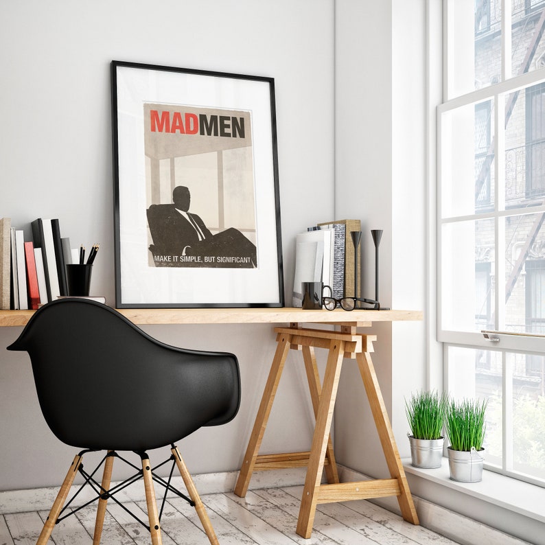 Mad Men TV Show ispirato poster grande, Don Draper, poster minimalista stampabile, arredamento scandinavo di metà secolo, download digitale immagine 9