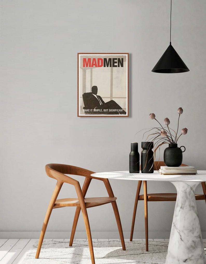 Mad Men TV Show ispirato poster grande, Don Draper, poster minimalista stampabile, arredamento scandinavo di metà secolo, download digitale immagine 3