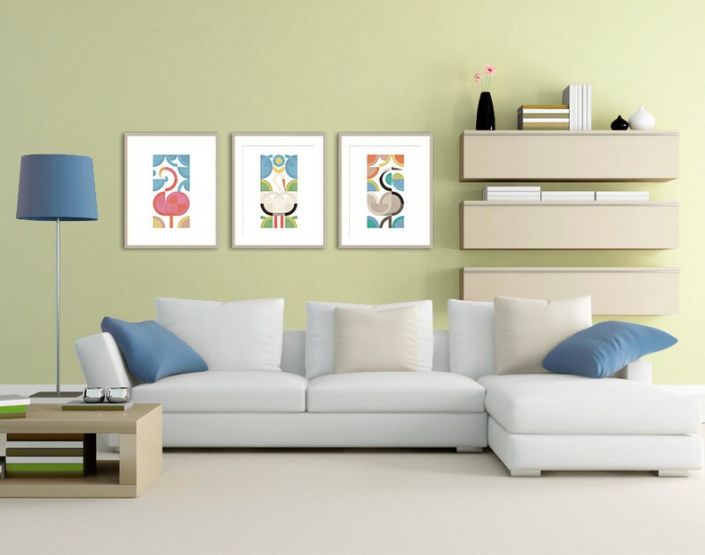 Printable Art Birds Scandinavian Modern Home Decor Set of Posters Large Scandinavian Print Mid Century Modern Instant Download