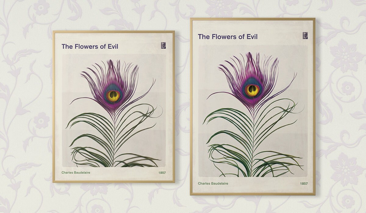 Charles Baudelaire the Flowers of Evil; Literary Book Cover Poster Large,  Book Lover Gift, Bookish Home Decor, Peacock, Digital Download - Etsy, image size:1200x700