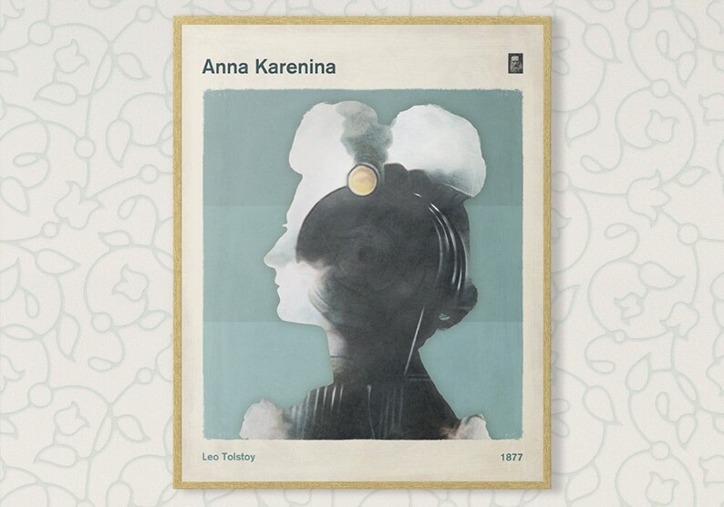 Leo Tolstoy, Anna Karenina Classic Literature Poster Medium, Book Cover Art, Literary Gifts, Bookish Home Decor, Digital Download image 1