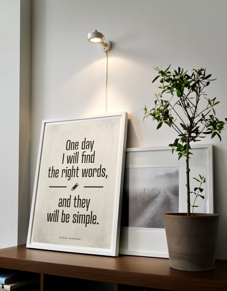 Jack Kerouac Right Words Affiche de citation de littérature moyenne, cadeau littéraire, cadeau d'écrivain, décor d'écriture, décor hipster, téléchargement immédiat image 3