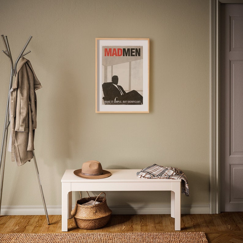 Mad Men TV Show ispirato poster grande, Don Draper, poster minimalista stampabile, arredamento scandinavo di metà secolo, download digitale immagine 8