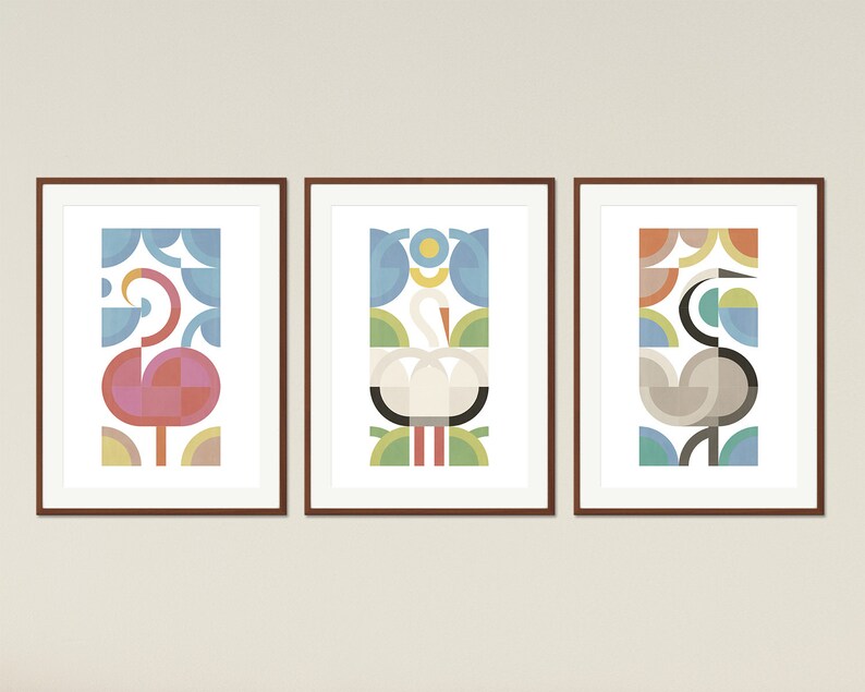 Printable Art Birds Scandinavian Modern Home Decor Set of Posters Large Scandinavian Print Mid Century Modern Instant Download