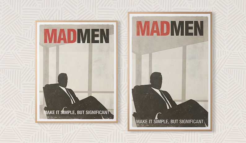 Mad Men TV Show ispirato poster grande, Don Draper, poster minimalista stampabile, arredamento scandinavo di metà secolo, download digitale immagine 10