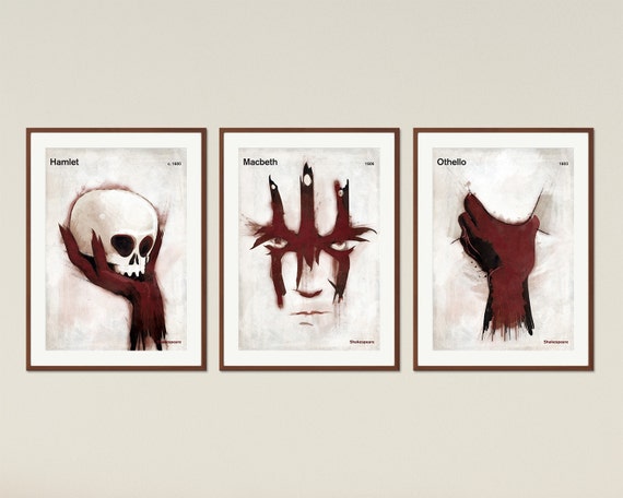 A Book On A Page SHAKESPEARE Four A3 prints posters new gift Macbeth Hamlet