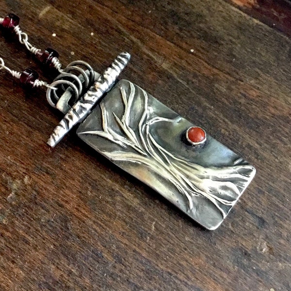 Boho Tree Necklace / Tree of Life Necklace for Her / Handcrafted Silver Pendant / Metalsmith Necklace