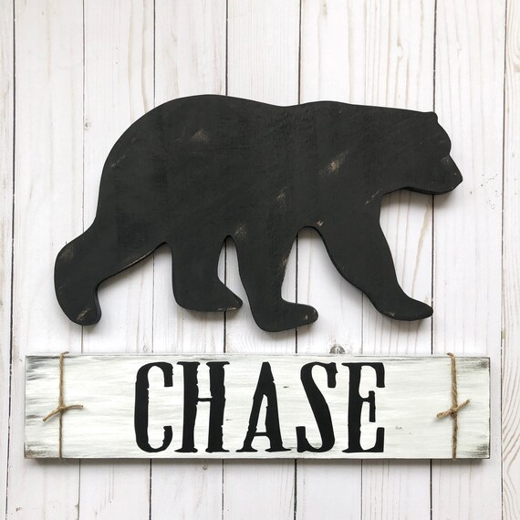 Bear Nursery Decor Woodland Name Sign Cabin Nursery Rustic Etsy