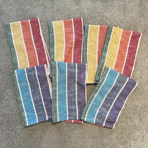 Rainbow Handwoven Cotton Linen Towels: Eco-Friendly Kitchen & Bath
