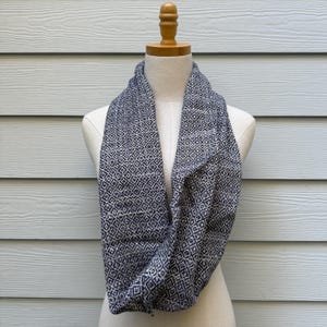 Handwoven Möbius Wool Black, White and Purple Natural Fiber Cowl