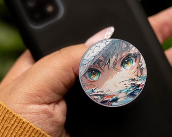 Phone Grip, Handyhalter, Anime Girl Augen, Melone, Weiß
