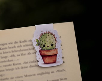 Magnetic bookmark, kawaii cute cactus, motif, bookmark, magnetic, reading