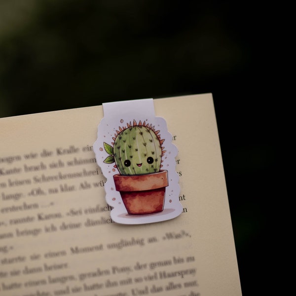 Magnetisches Lesezeichen,Kawaii Cute Kaktus, Motiv, Bookmark, magnetic, reading