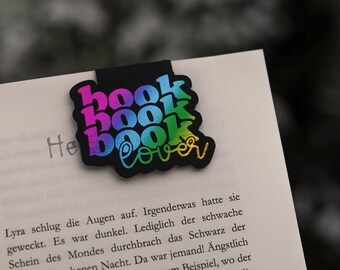 Magnetisches Lesezeichen,book lover, foliert bunt holo, Motiv, Bookmark, magnetic, reading