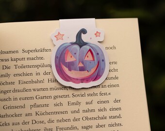 Magnetisches Lesezeichen, Halloween Pastell Kürbis ,kawaii,anime, Motiv, Bookmark, magnetic, reading,magic, Bücherwurm Geschenkidee