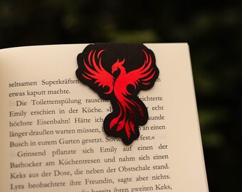 Magnetic bookmark, phoenix, foiled red, motif, bookmark, magnetic, reading