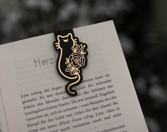 Magnetic bookmark, magic bookmark, magical cat with crescent moon, foiled gold, motif, bookmark, magnetic, reading, bookworm