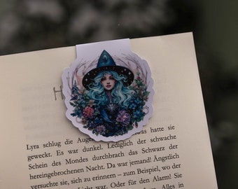 Magnetisches Lesezeichen, Fantasy Girl Anime Hexe in Blau , Bookmark, magnetic, reading