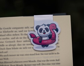 Magnetisches Lesezeichen, Panda Swimming,kawaii,anime, Motiv, Bookmark, magnetic, reading,magic, Bücherwurm Geschenkidee