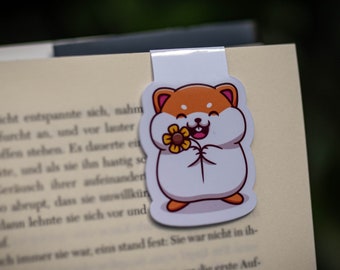 Magnetic bookmark, cute hamster, kawaii, anime, motif, bookmark, magnetic, reading, magic, bookworm gift idea